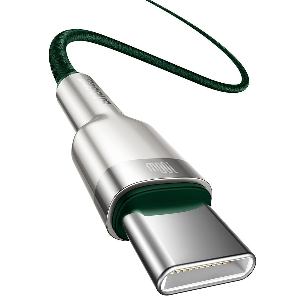 Cable de carga y datos USB-C - USB-C Baseus Cafule Metal Series, 100W, 2m, Verde CATJK-D06