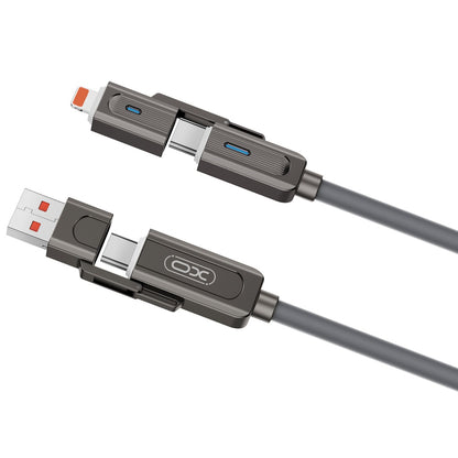 Cable de datos y carga USB-C / USB-A - USB-C / Lightning XO Design NB275 2en1, 60W, 1m, Negro 