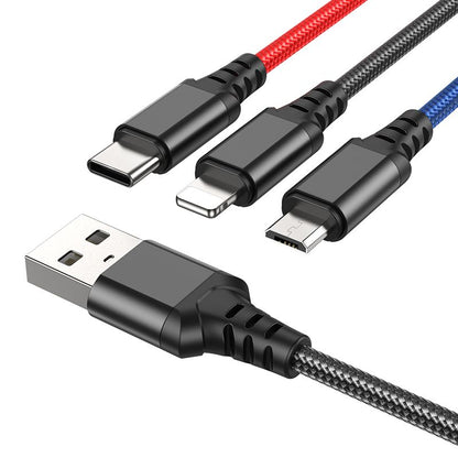 Cable de carga USB-A - Lightning / microUSB / USB-C HOCO X76 3en1, 18W, 1m, Multicolor