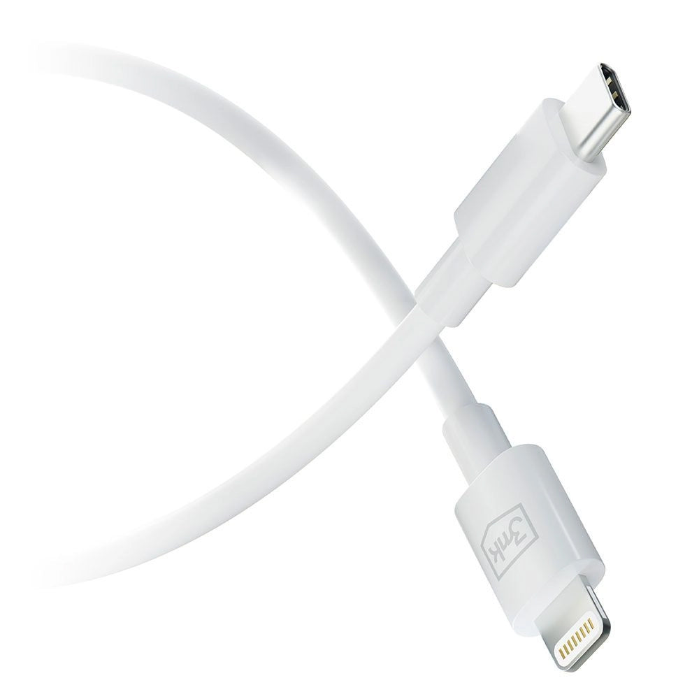 Cable de carga y datos USB-C - Lightning 3MK Hyper, 20W, 1,2m, Blanco 