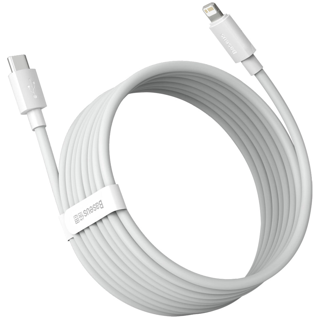 Baseus Simple Wisdom Cable de carga y datos USB-C - Lightning Simple Wisdom, 20W, 1,5m, Juego 2 piezas, Blanco. 