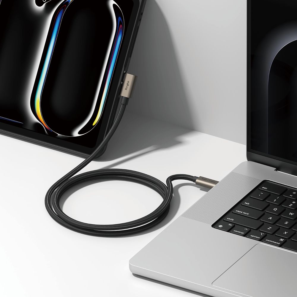 Cable de Datos y Carga USB-C - USB-C Ringke 2X2 Angled, 240W, 2m, Negro