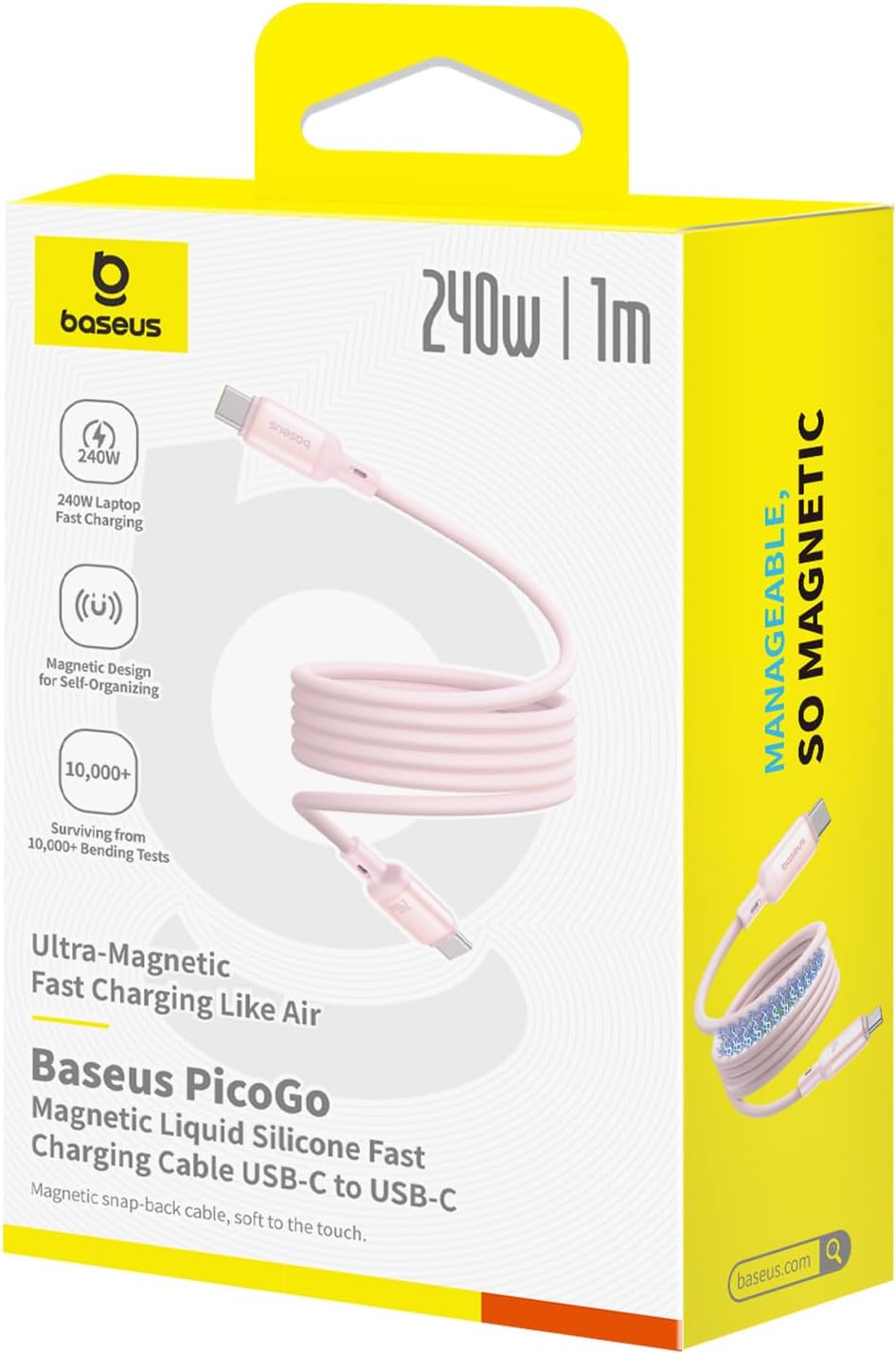 USB-C Data and Charging Cable - USB-C Baseus PicoGo, 240W, 1m, Pink P10376800411-00