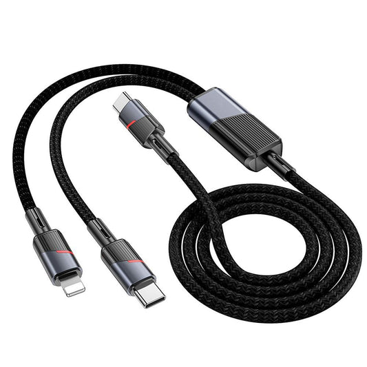 Cable de Datos y Carga USB-C - Lightning / USB-C HOCO U139 2in1, 100W, 1.2m, Negro