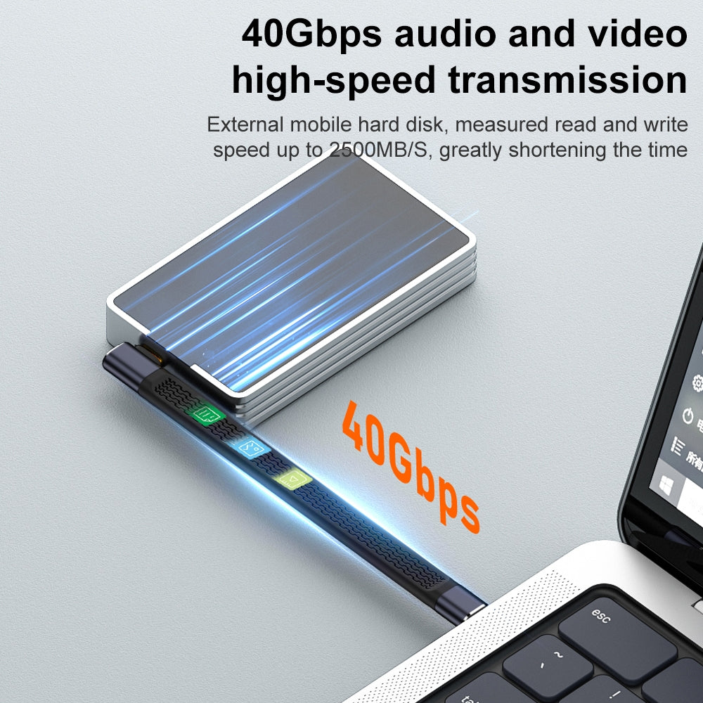 USB-C Data and Charging Cable - USB-C OEM Angled 8K Video, 240W, 0.15m, Black