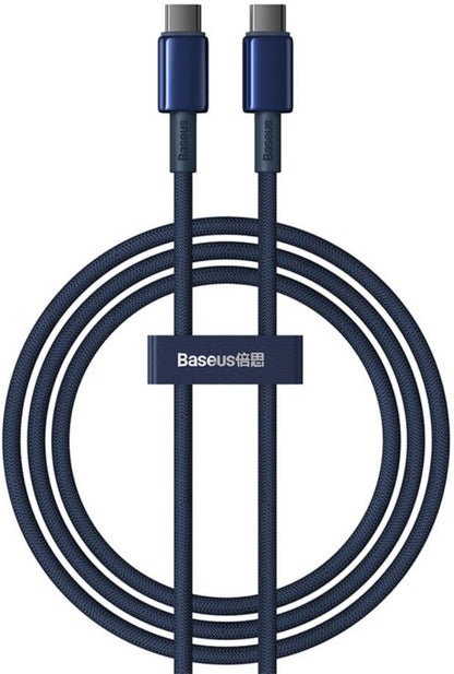 Cable de Datos y Carga USB-C - USB-C Baseus Tungsten Gold, 100W, 2m, Azul Marino P10319800321-04