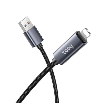 Cable de Datos y Carga USB-A - Lightning HOCO Display X112, 18W, 1m, Negro