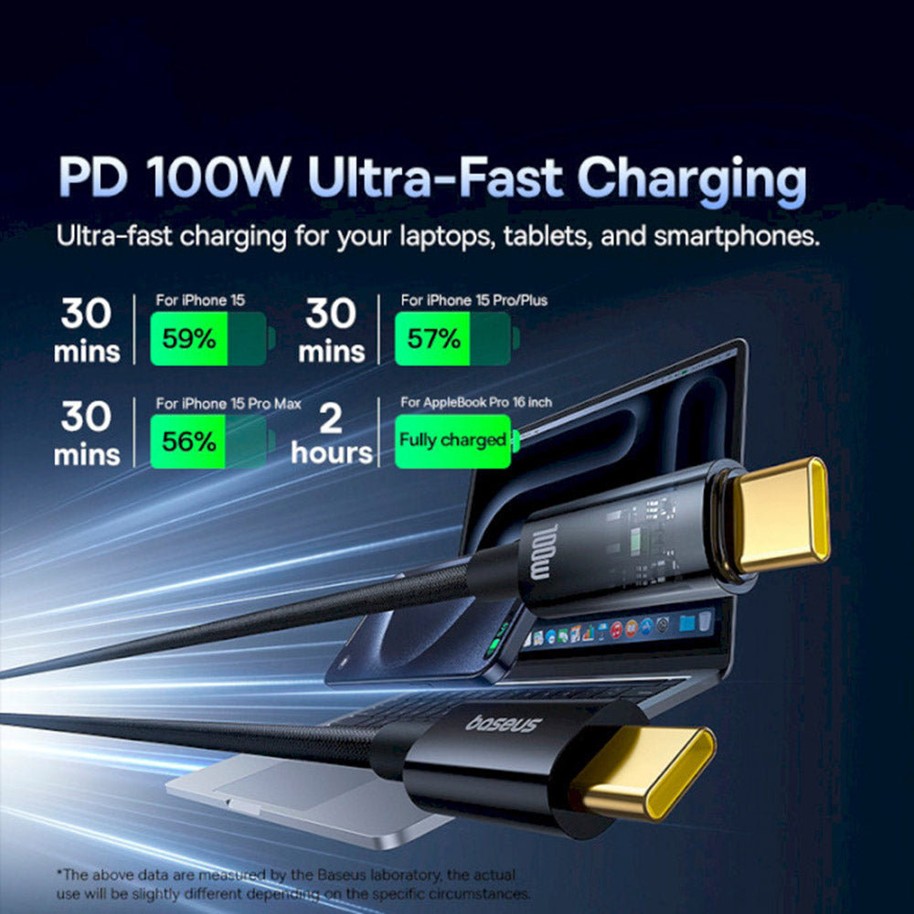 Cable de Datos y Carga USB-C - USB-C Baseus Explorer, 100W, 1m, Negro P10319703111-00