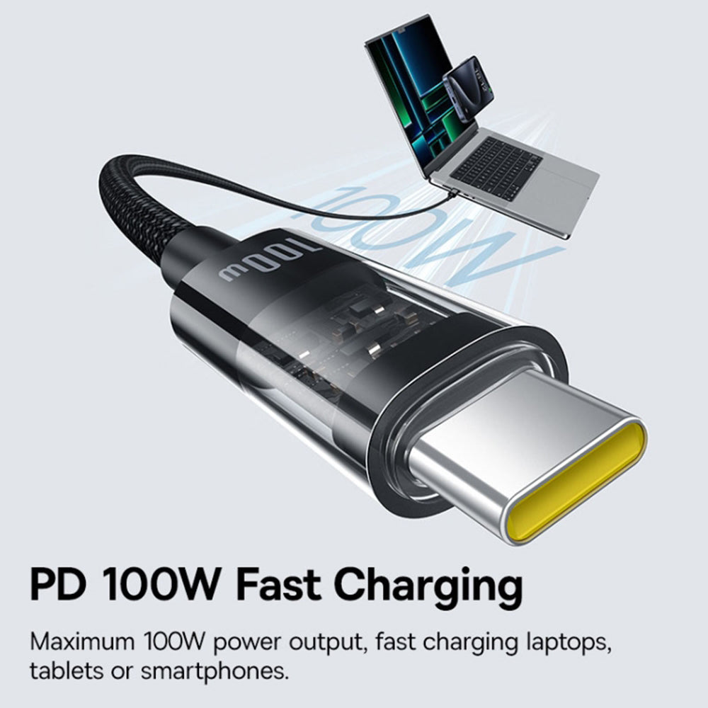 Cable de Datos y Carga USB-C - USB-C Baseus Gem, 100W, 2m, Negro P10373000111-01