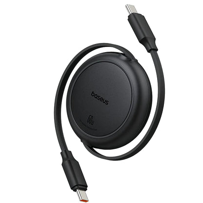 Cable de Datos y Carga USB-C - USB-C Baseus Free2Pull Mini Retráctil, 60W, 1m, Negro P10364500111-01