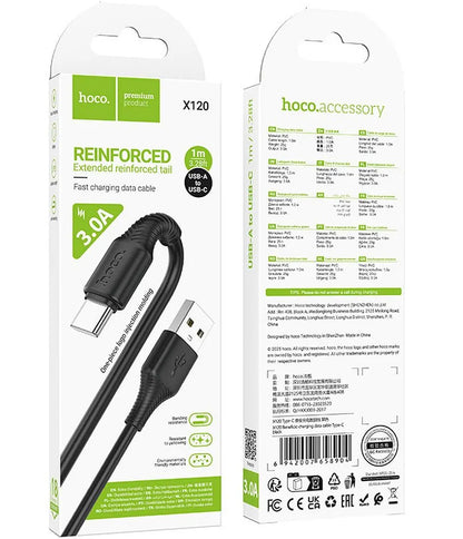 Cable de Datos y Carga USB-A - USB-C HOCO X120, 60W, 1m, Negro