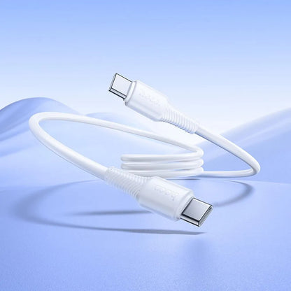 Cable de Datos y Carga USB-C - USB-C HOCO X120, 60W, 1m, Blanco