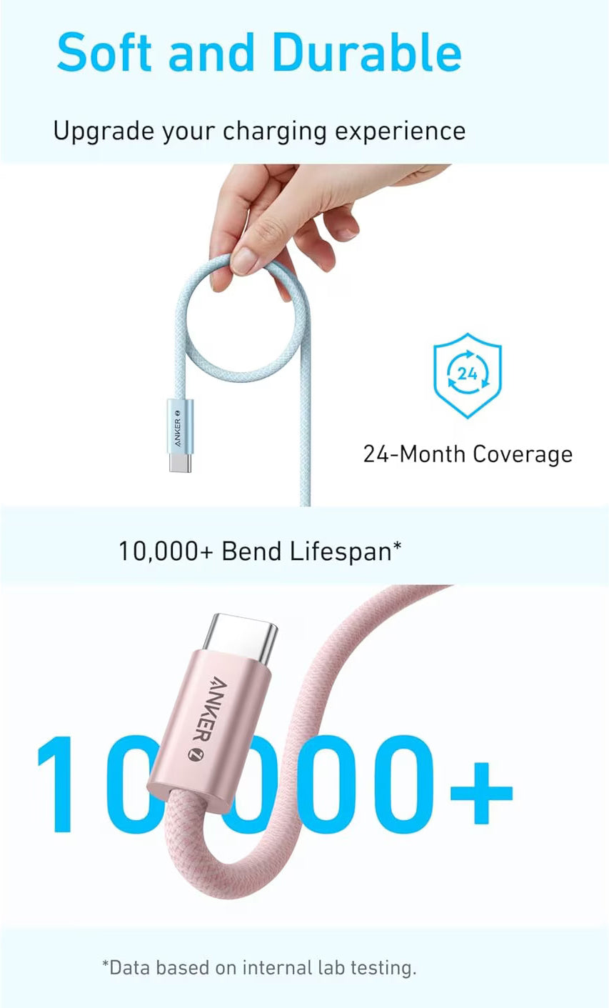 USB-C Data and Charging Cable - USB-C Anker Zolo, 240W, 1m, White A8060H21