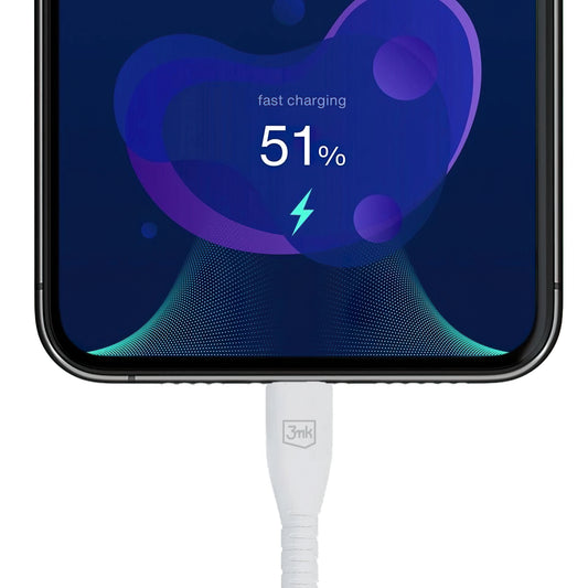 Cable de Datos y Carga USB-A - Lightning 3MK Hyper, 12W, 1.2m, Blanco