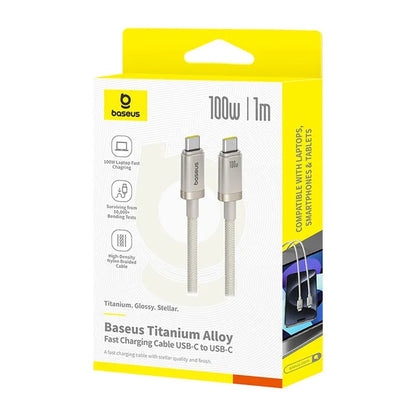 Cable de Datos y Carga USB-C - USB-C Baseus Titanium, 100W, 1m, Plateado P10378100G21-00