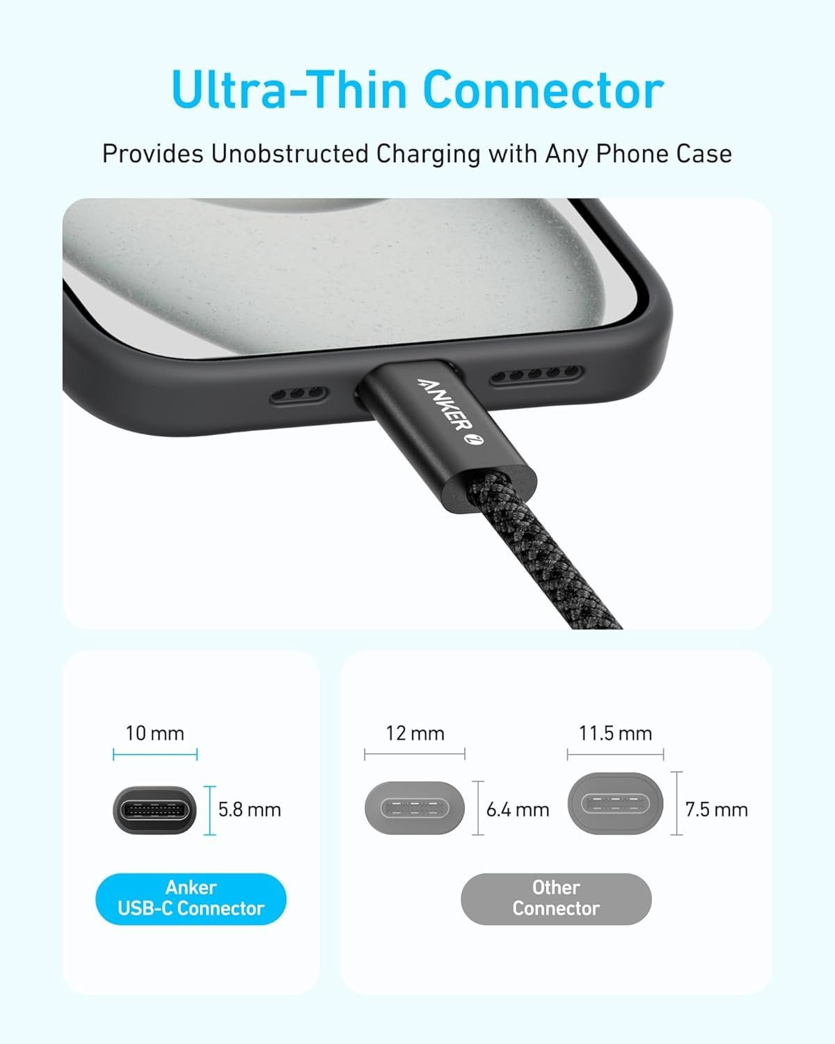 Cable de Datos y Carga USB-C - USB-C Anker Zolo, 240W, 1.8m, Negro A8060H12
