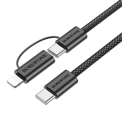 Cable de Datos y Carga USB-C - Lightning / USB-C Borofone BX104 Primo 2in1, 60W, 1m, Negro