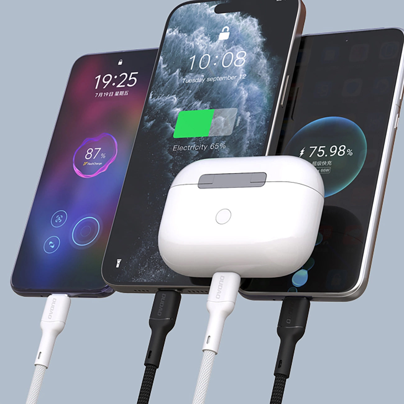 Cable de Datos y Carga USB-C - USB-C Dudao L9C, 65W, 1m, Blanco