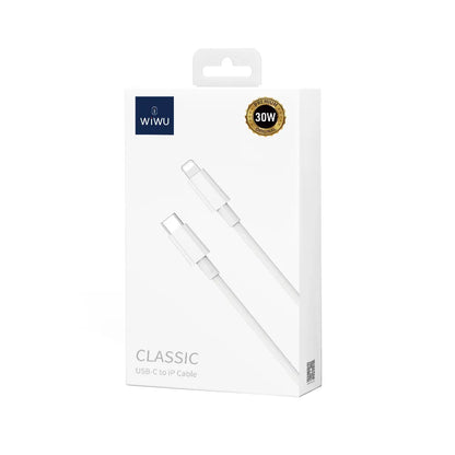 Cable de Datos y Carga USB-C - Lightning WiWu Wi-C008, 30W, 1.2m, Blanco