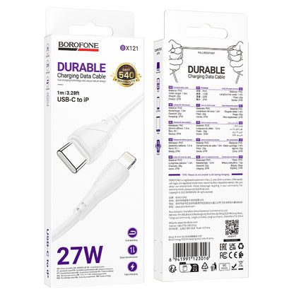 Cable de Datos y Carga USB-C - Lightning Borofone BX121 Energy, 27W, 1m, Blanco