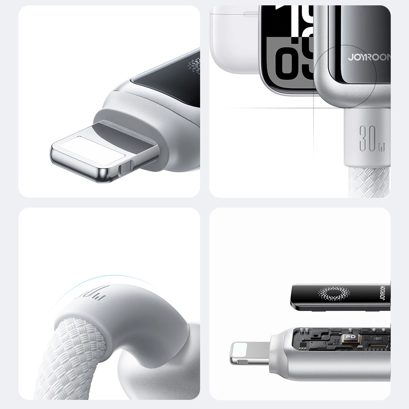 Cable de Datos y Carga USB-C - Lightning Joyroom S-A55 StarFlight Display, 30W, 1.2m, Blanco