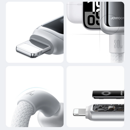 Cable de Datos y Carga USB-C - Lightning Joyroom S-A55 StarFlight Display, 30W, 1.2m, Blanco