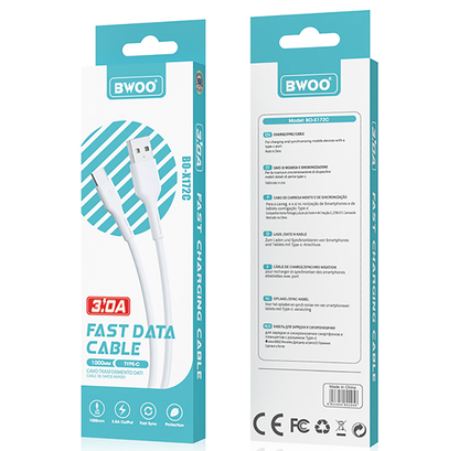 Cable de Datos y Carga USB-A - USB-C BWOO X172C, 60W, 1m, Blanco