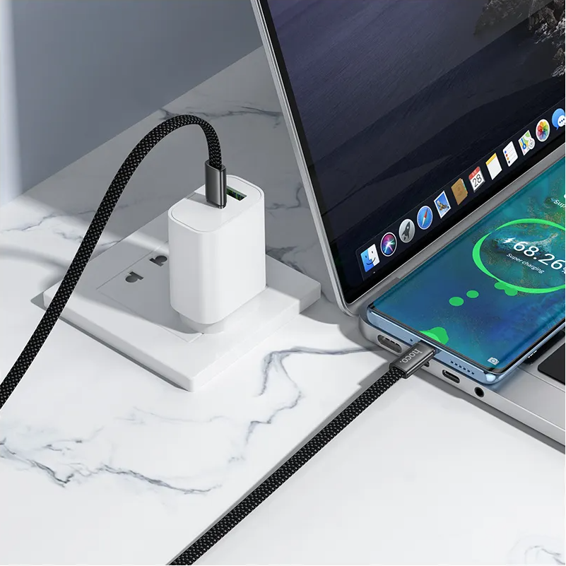 Cable de Datos y Carga USB-C - USB-C HOCO X125, 60W, 1m, Negro