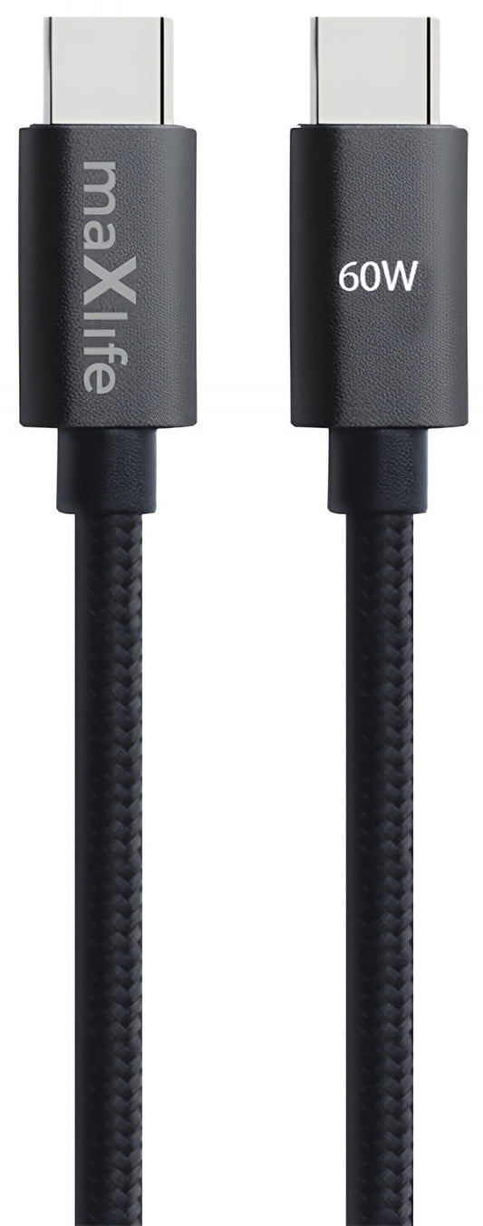 Cable de Datos y Carga USB-C - USB-C MaXlife MXUC-12, 60W, 2m, Negro