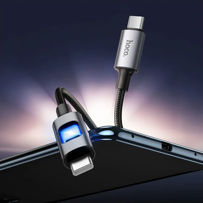 Cable de Datos y Carga USB-C - USB-C HOCO U144 Led, 60W, 1.2m, Negro