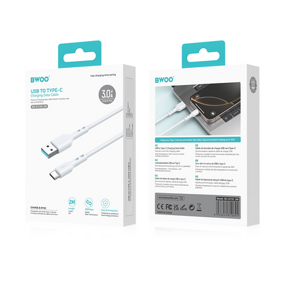Cable de Datos y Carga USB-A - USB-C BWOO BO-X172C-2M, 15W, 2m, Blanco