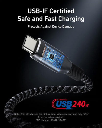 Cable de datos y carga USB-C a USB-C Anker Prime, 240 W, 0,9 m, negro A88E2011