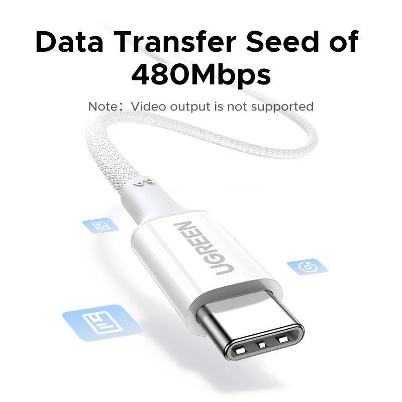 Cable de Datos y Carga USB-C - USB-C UGREEN L502 (35221), 100W, 2m, Blanco