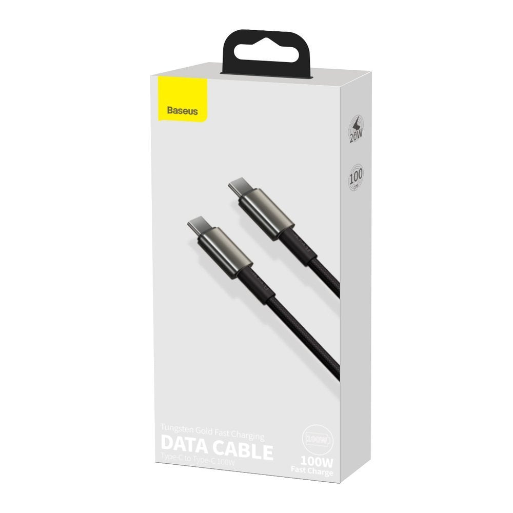 Cable de carga y datos USB-C - USB-C Baseus Tungsten Baseus Tungsten Gold, 100W, 1m, Negro CATWJ-01 CATWJ-01