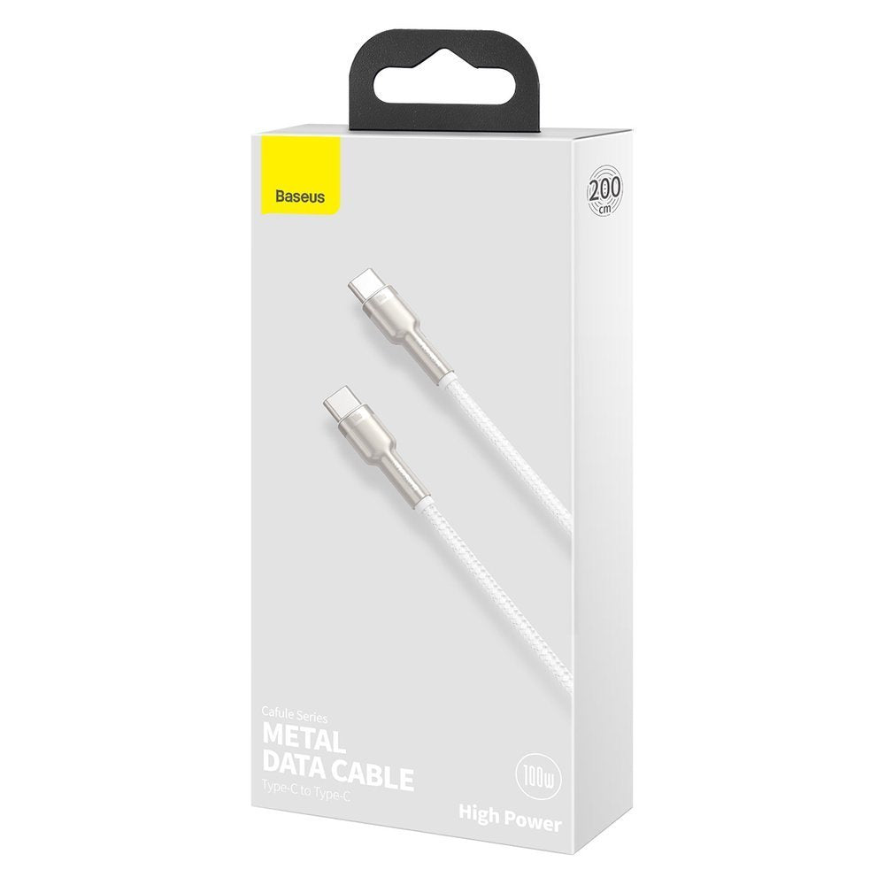 Cable de carga y datos USB-C - USB-C Baseus Cafule, 100W, 2m, Blanco CATJK-D02 