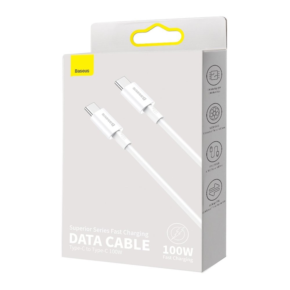 Cable de carga y datos USB-C - USB-C Baseus Superior Series, 100W, 2m, Blanco CATYS-C02