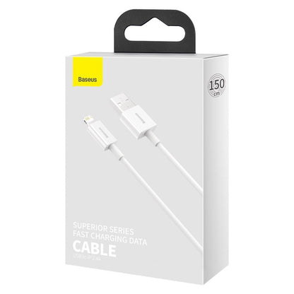 Cable de datos y carga USB-A - Lightning Baseus Superior Series, 20W, 1,5m, Blanco CALYS-B02