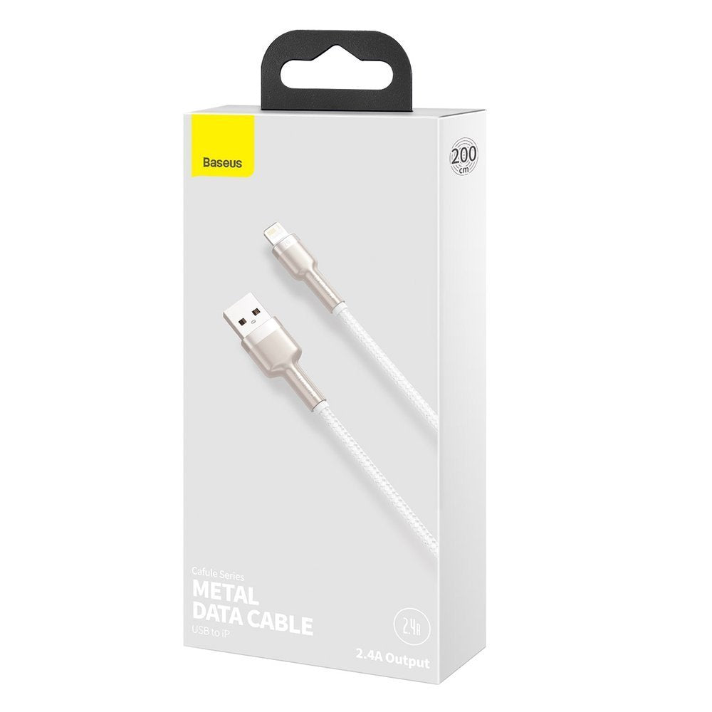 Cable de datos y carga USB-A - Lightning Baseus Cafule Metal Series, 18W, 1m, Blanco CALJK-A02