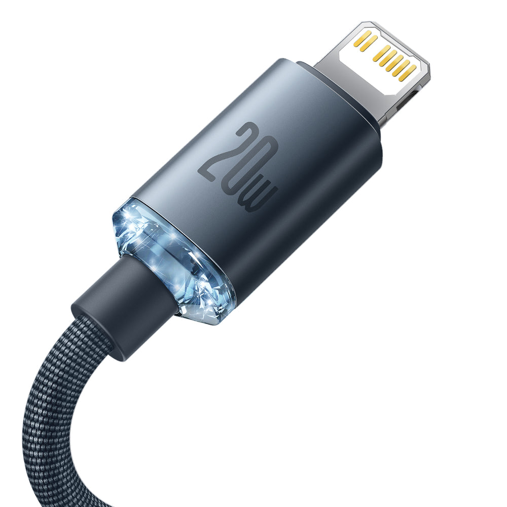 Cable de carga y datos USB-C - Lightning de la serie Crystal Shine de Baseus, 20 W, 1,2 m, negro CAJYY000201