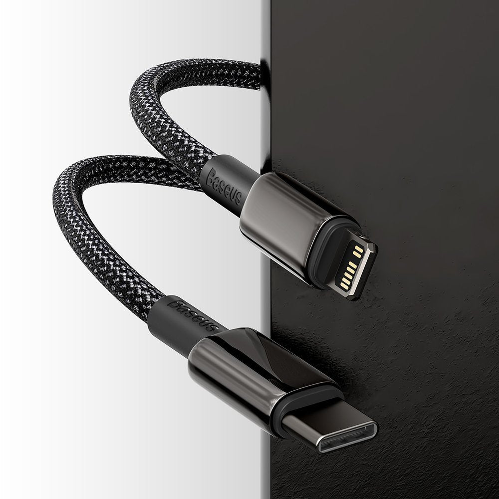 Cable de carga y datos USB-C - Lightning Baseus Tungsteno Tungsteno Oro, 20W, 1m, Negro CATLWJ-01 CATLWJ-01