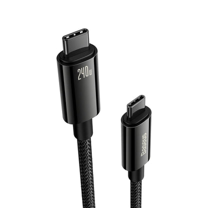 Cable de carga y datos USB-C - USB-C Baseus Tungsten Gold, 240W, 1m, Negro CAWJ040001