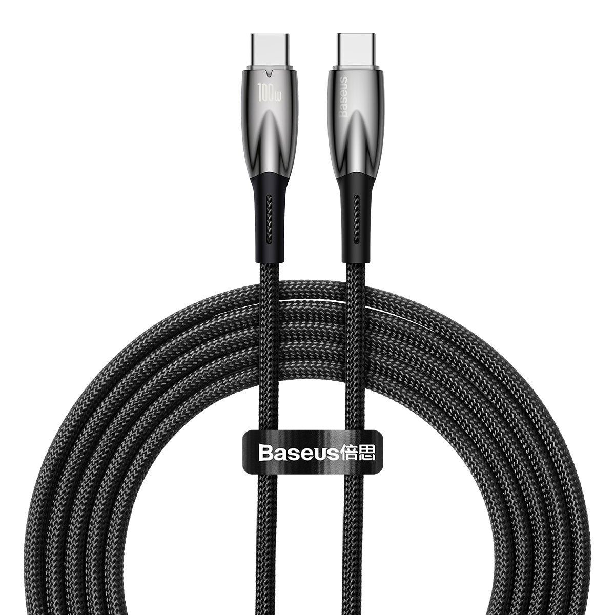 Cable de carga y datos USB-C - USB-C Baseus Glimmer Series, 100W, 2m, Negro CAJY000503 