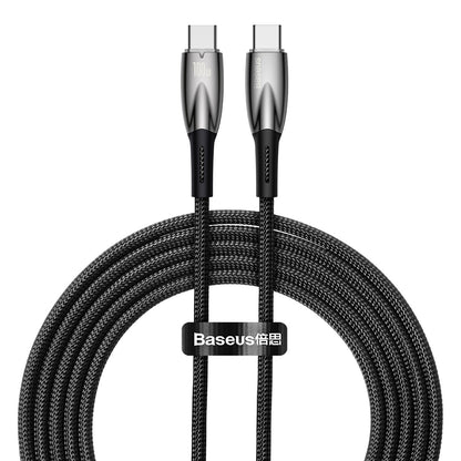 Cable de carga y datos USB-C - USB-C Baseus Glimmer Series, 100W, 2m, Negro CAJY000503 