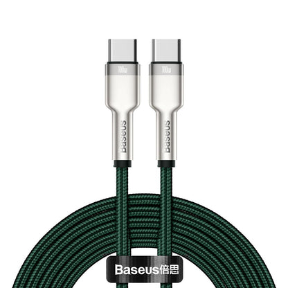 Cable de carga y datos USB-C - USB-C Baseus Cafule Metal Series, 100W, 2m, Verde CATJK-D06