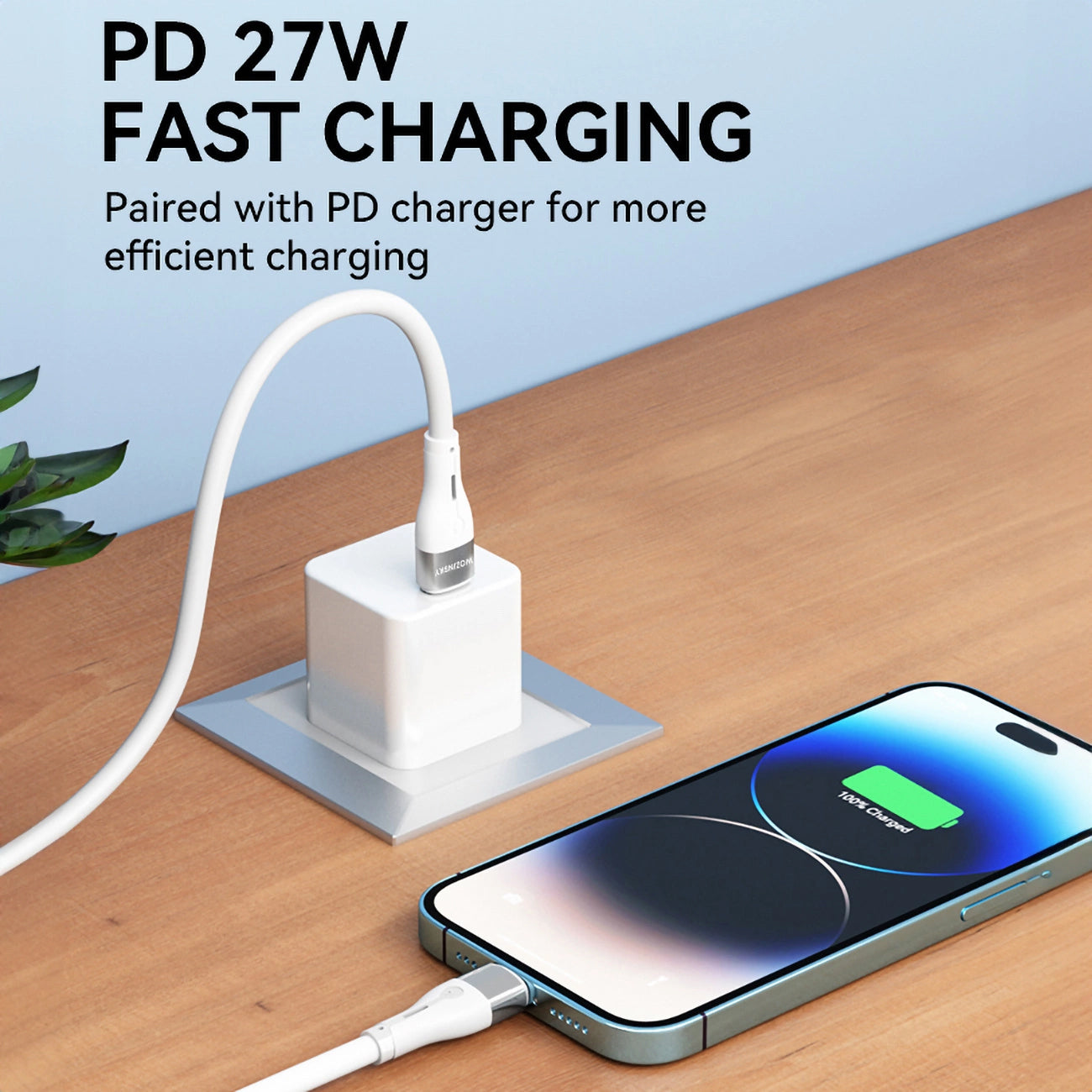 Cable de Datos y Carga USB-C - Lightning WZK WSTCL1, 27W, 1m, Blanco