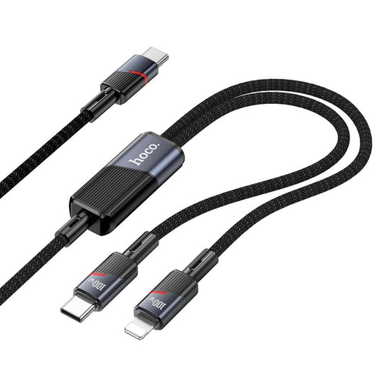 Cable de Datos y Carga USB-C - Lightning / USB-C HOCO U139 2in1, 100W, 1.2m, Negro