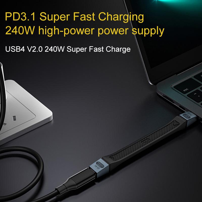 Cable de Datos y Carga USB-C - USB-C OEM 8K Video, 240W, 0.13m, Negro