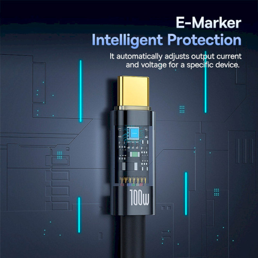 Cable de Datos y Carga USB-C - USB-C Baseus Explorer, 100W, 1m, Negro P10319703111-00