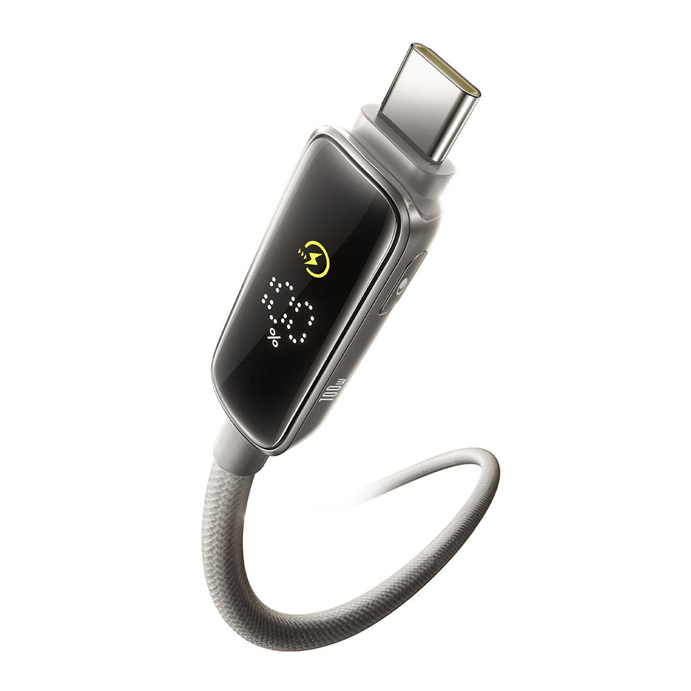 Cable de Datos y Carga USB-C - USB-C Baseus Vipow Display, 100W, 2m, Gris P10381802851-01