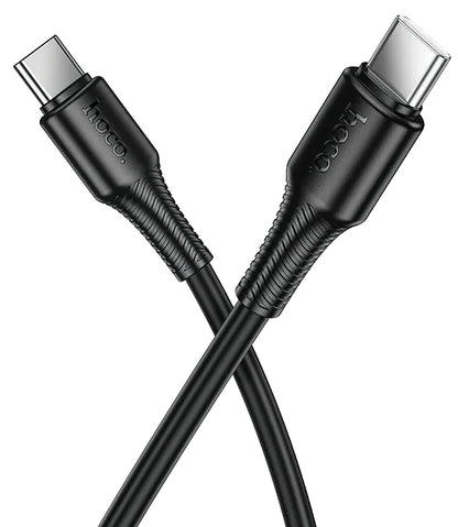 Cable de Datos y Carga USB-C - USB-C HOCO X120, 60W, 1m, Negro
